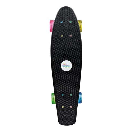 Skateboard mit LED-Leuchtrollen 57x15cm bis 100kg Neon Schwarz