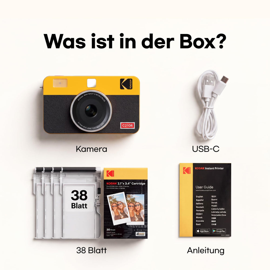 Sofortbildkamera 2-in-1 mit Fotodrucker 4PASS Bluetooth 38 Blatt Gelb - Bild 8