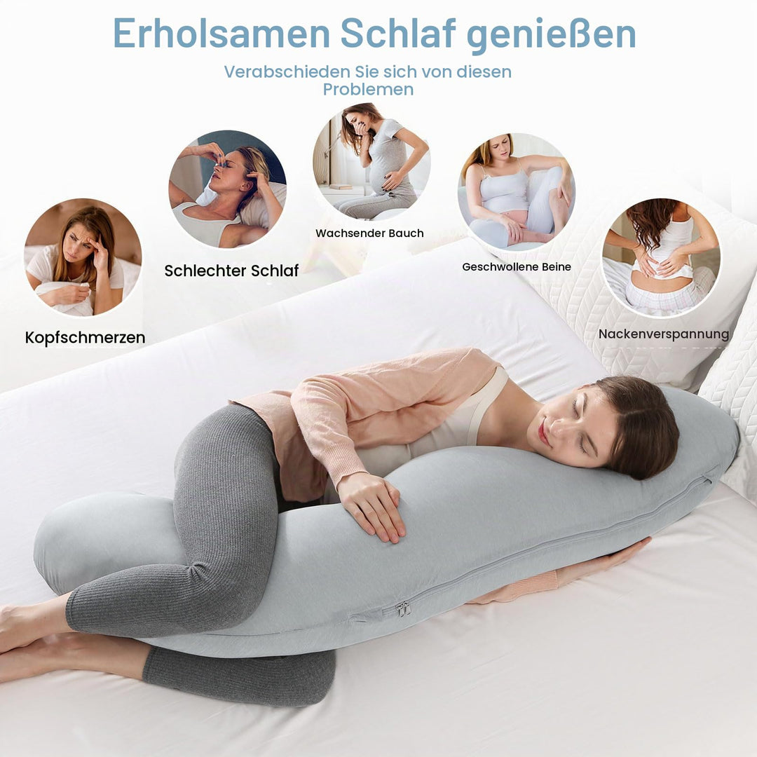 Schwangerschaftskissen J-Form mit Kühlbezug für Seitenschläfer - Bild 5