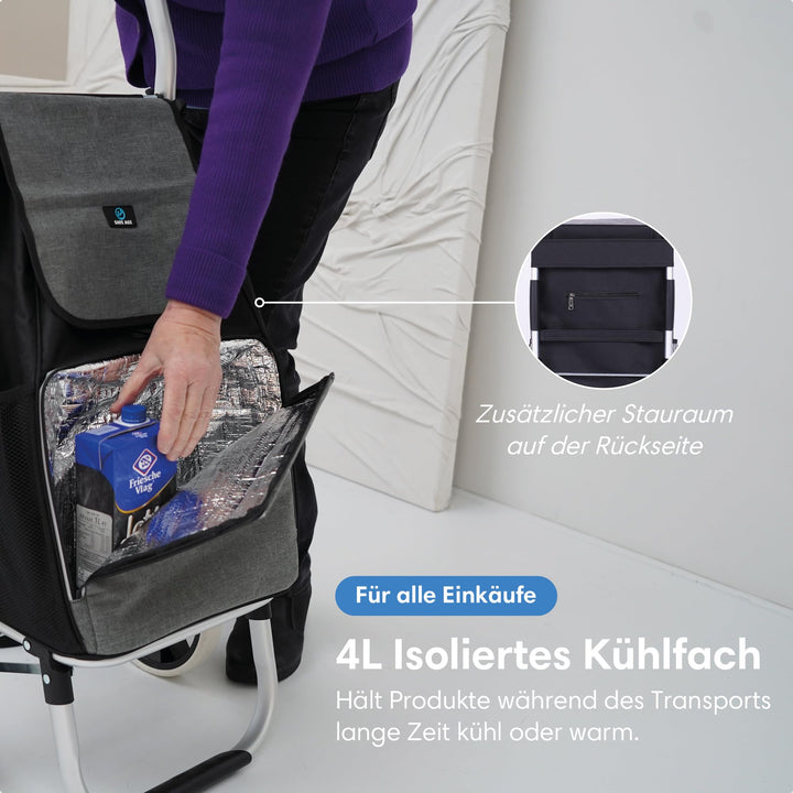 Einkaufstrolley XXL 45L klappbar mit Kühlfach und Sackkarren-Funktion - Bild 3