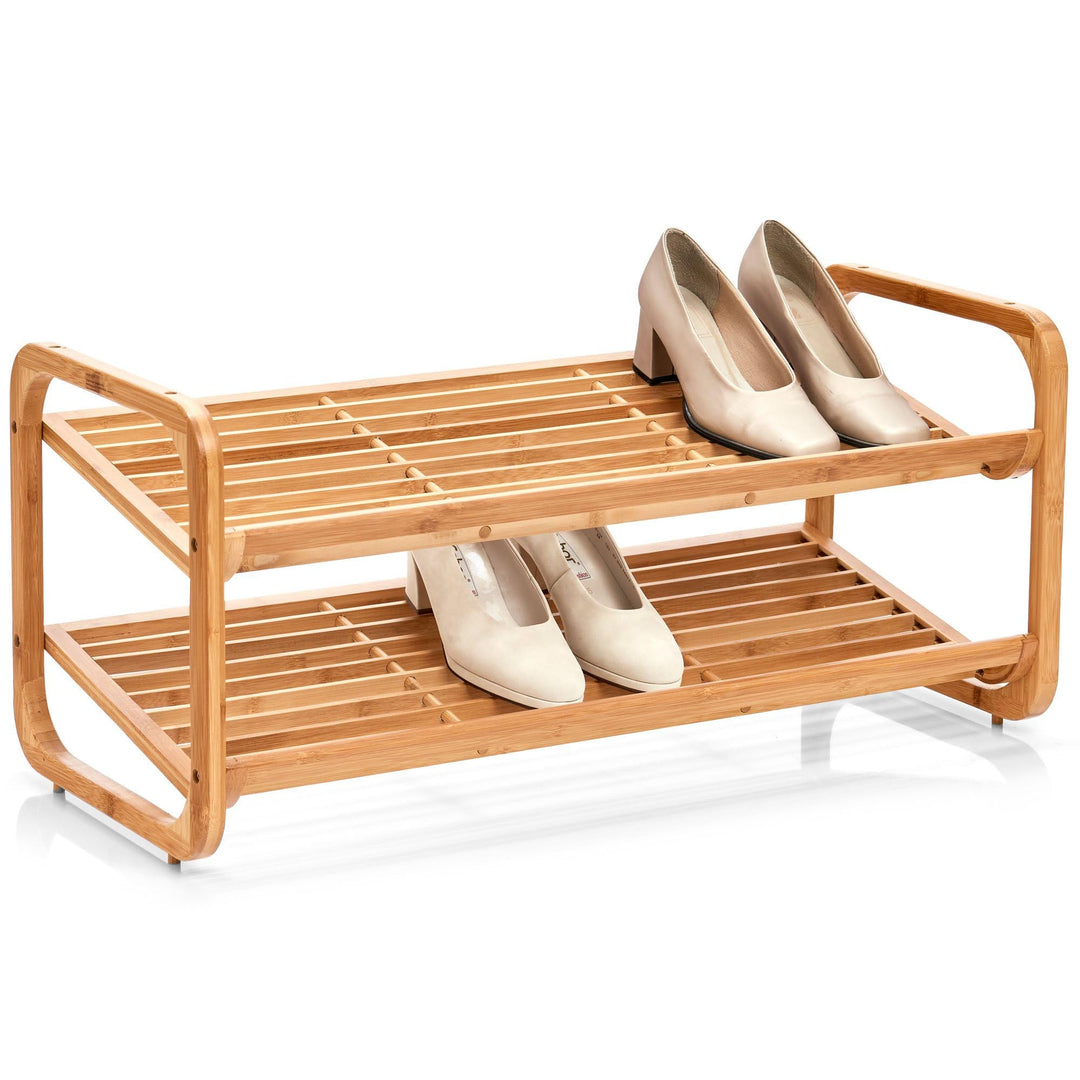 Schuhregal Bambus stapelbar 74x33x33 cm für 6 Paar Schuhe