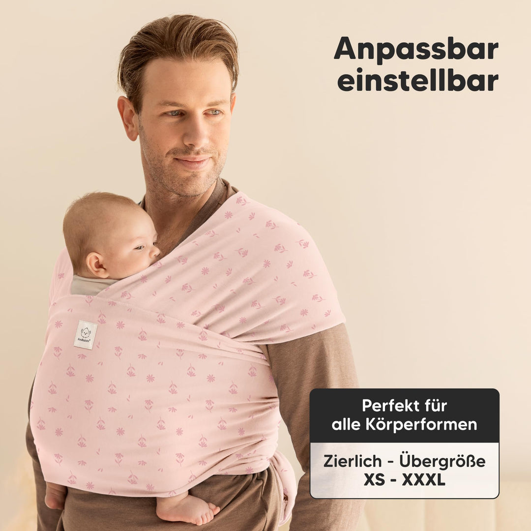 Babytrage ab Geburt elastisches Tragetuch Pink Daisies für Neugeborene - Bild 4