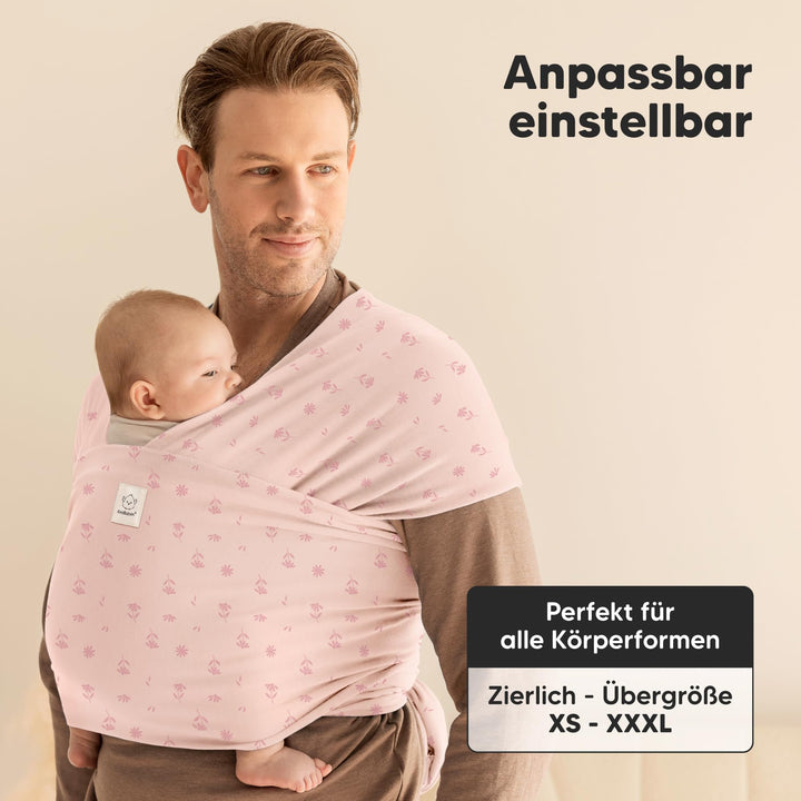 Babytrage ab Geburt elastisches Tragetuch Pink Daisies für Neugeborene - Bild 4