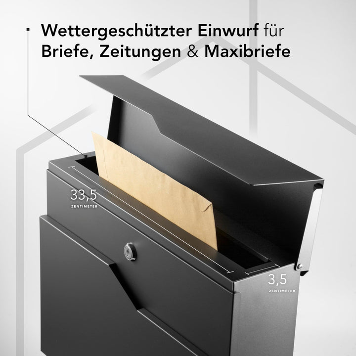 Wand-Briefkasten anthrazit personalisierbar mit Zeitungsfach Stahl - Bild 5