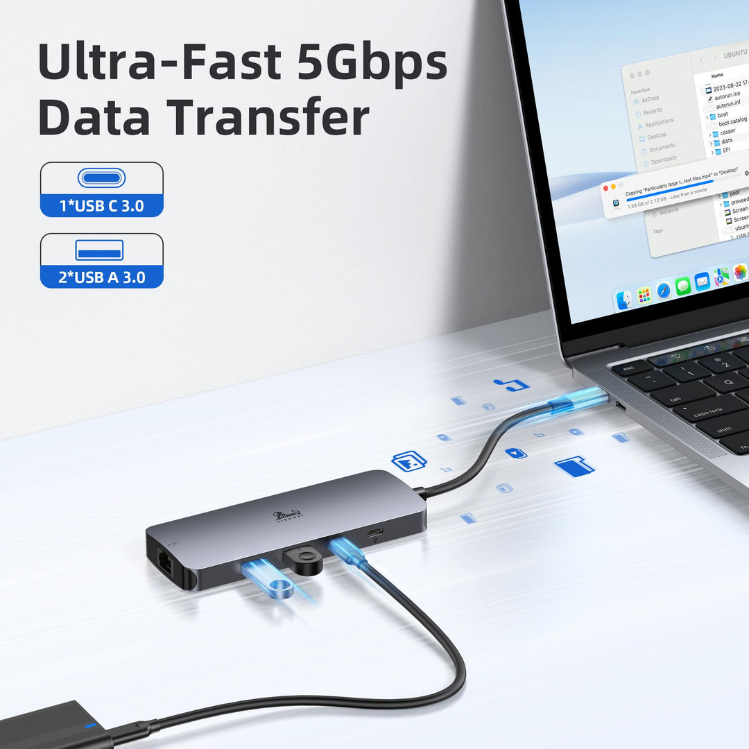 USB-C Dockingstation 8-in-1 Dual HDMI 4K fuer Laptop - Bild 7