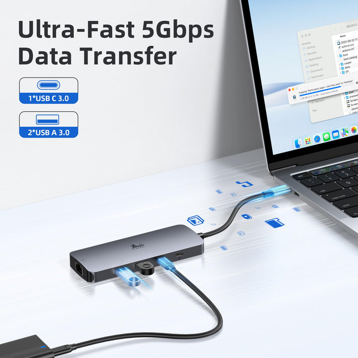 USB-C Dockingstation 8-in-1 Dual HDMI 4K fuer Laptop - Bild 7