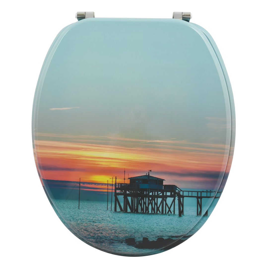 WC-Sitz MDF mit Edelstahl-Scharnieren Sunset-Design bunt - Bild 6