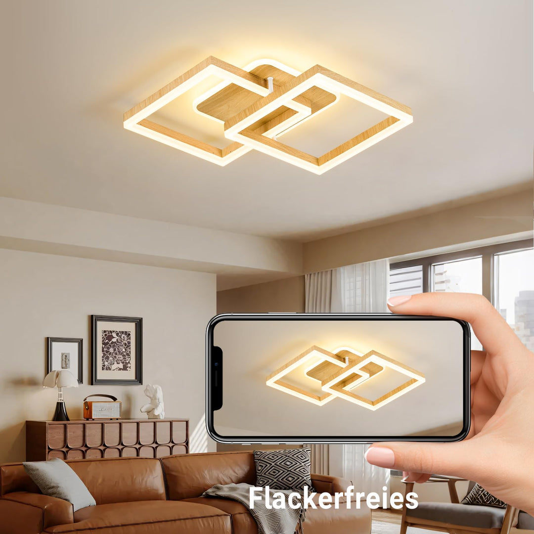 LED Deckenleuchte Holzoptik Geometrisch 40W dimmbar mit Fernbedienung - Bild 4