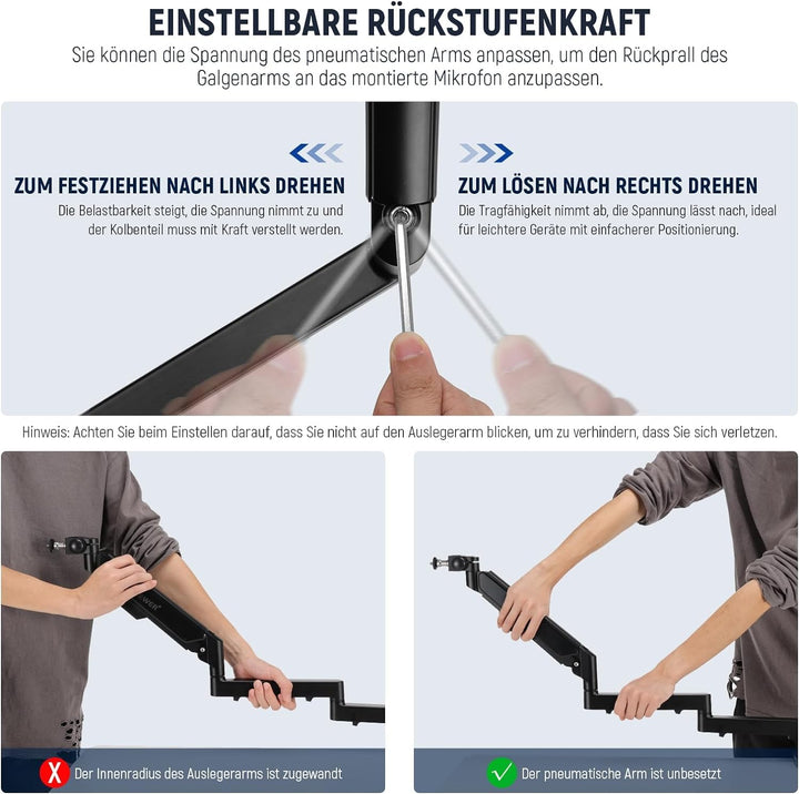 Mikrofon Tischarm flach Aluminium 76.8cm Reichweite 360° drehbar - Bild 10
