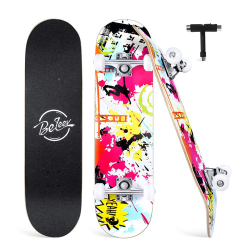 Skateboard 31x8 Zoll Komplett 7-lagiges Ahornholz für Anfänger