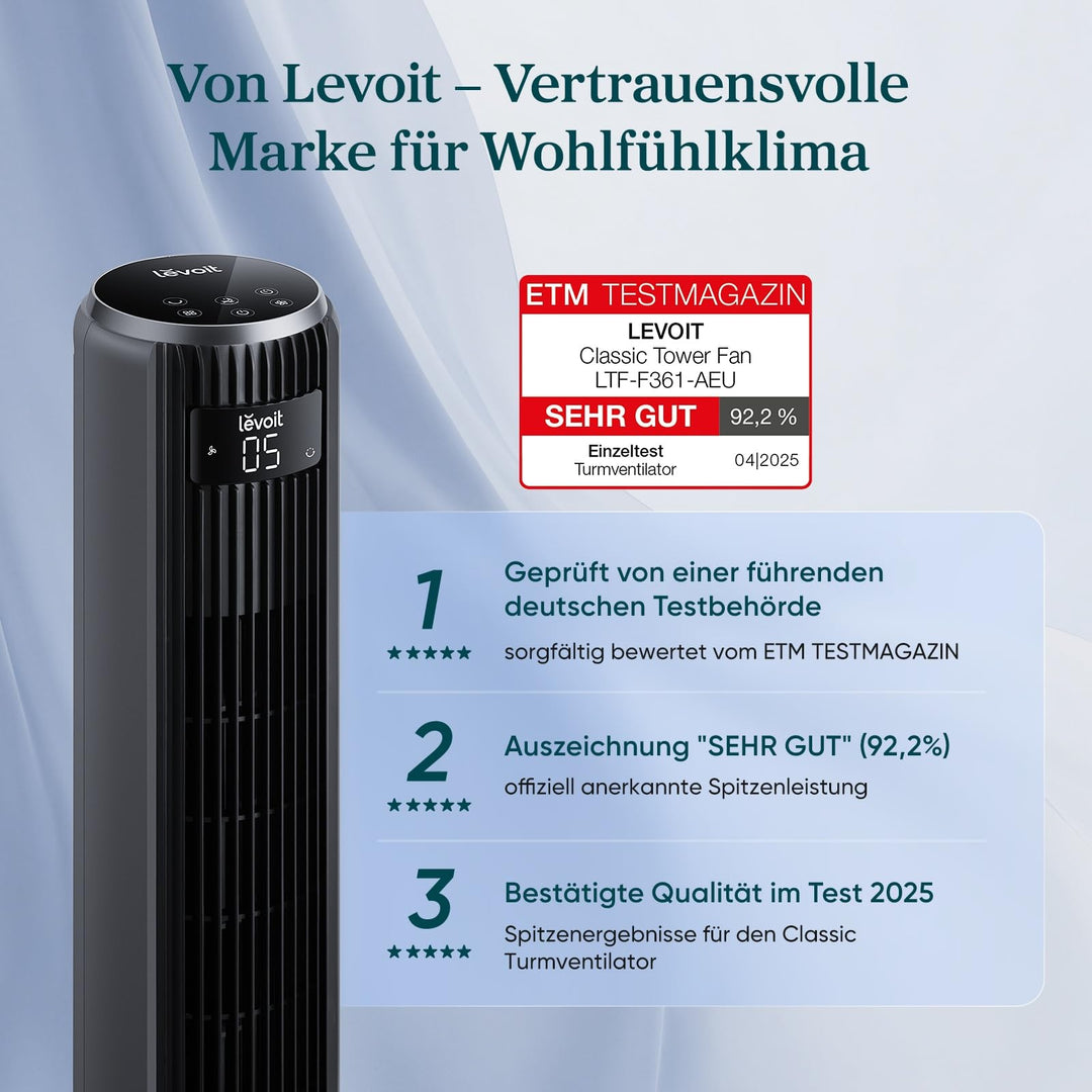 Turmventilator oszillierend 92 cm mit Schlafmodus und 20 dB leise - Bild 5