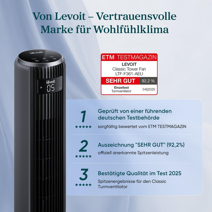 Turmventilator oszillierend 92 cm mit Schlafmodus und 20 dB leise - Bild 5