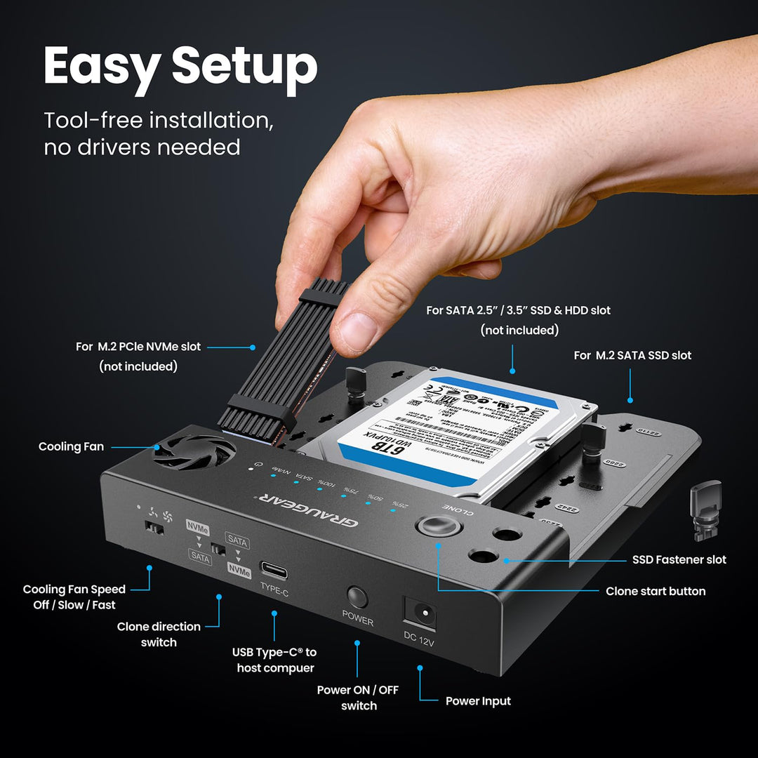 SSD Clone Station NVMe M.2 SATA 2,5"/3,5" USB 3.2 Gen2 - Bild 2