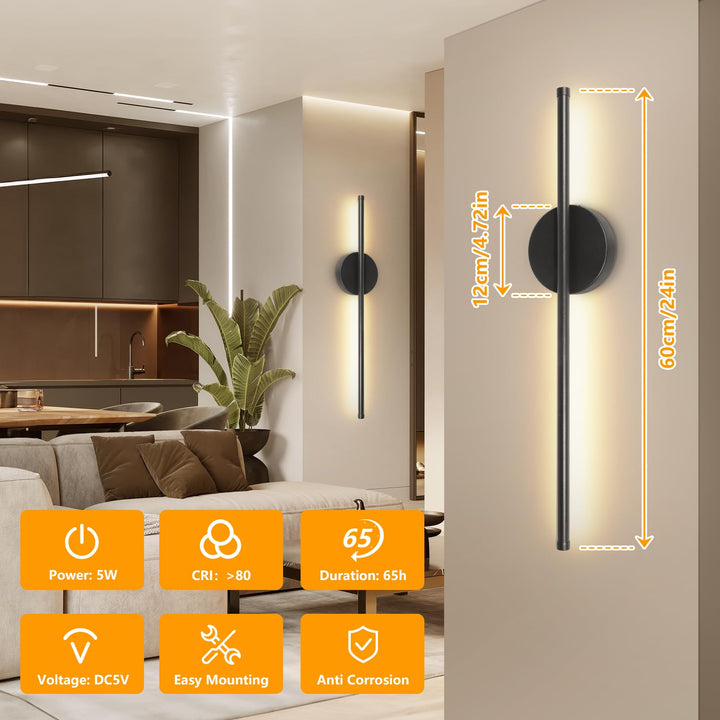 LED Wandleuchte kabellos 60 cm dimmbar 3000–6000 K 2er-Set - Bild 5