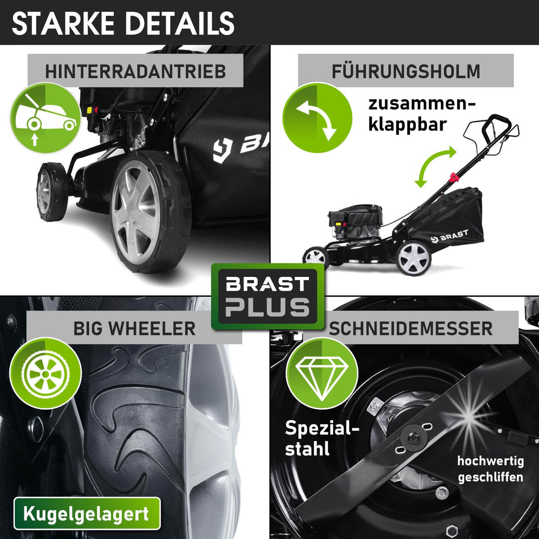 Benzin Rasenmäher mit Hinterradantrieb 41cm 3-in-1 Mulchen 40L - Bild 4