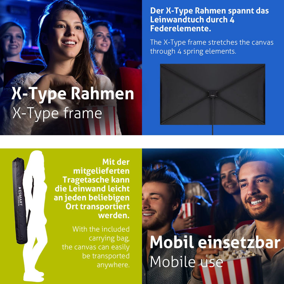 Stativleinwand X-Type 80 Zoll 16:9 für Heimkino und Events - Bild 5