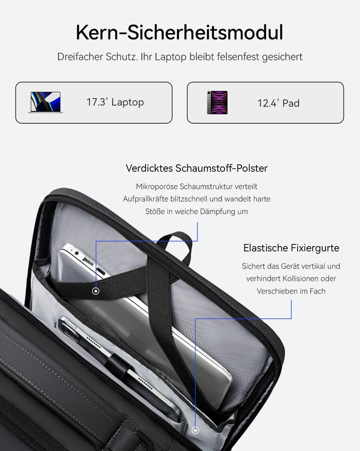 Laptop Rucksack 17.3 Zoll wasserabweisend mit USB-Anschluss Herren - Bild 3