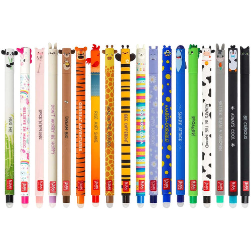Löschbare Gelstifte 18er-Set Tierdesigns 0,7 mm mehrfarbig