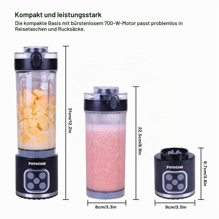 Mini-Standmixer wiederaufladbar 700W 750ml Tritan BPA-frei - Bild 6