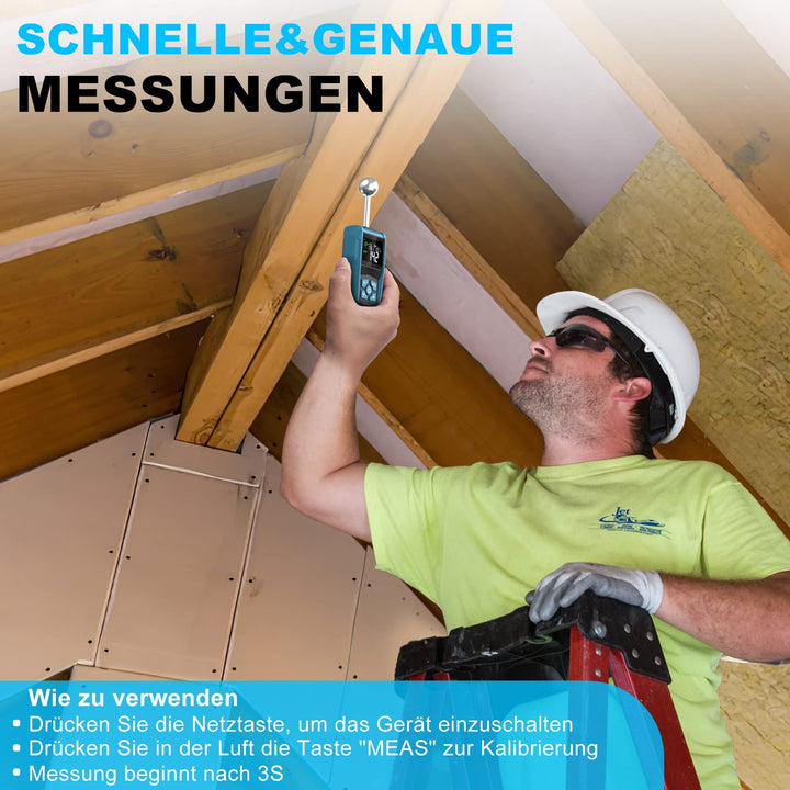 Feuchtigkeitsmessgerät Wand zerstörungsfrei 40mm Eindringtiefe Farbdisplay - Bild 5