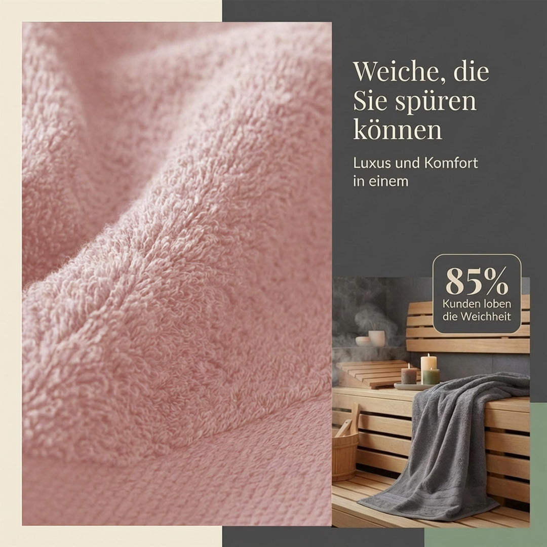 Handtuch Set 8-teilig 100% Baumwolle Frottee Anthrazit/Rosa - Bild 3