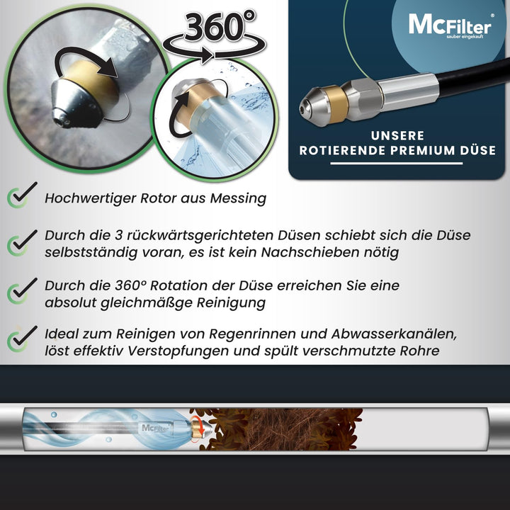 Rohrreinigungsschlauch 30m 200bar mit Rotationsdüse für Hochdruckreiniger - Bild 4