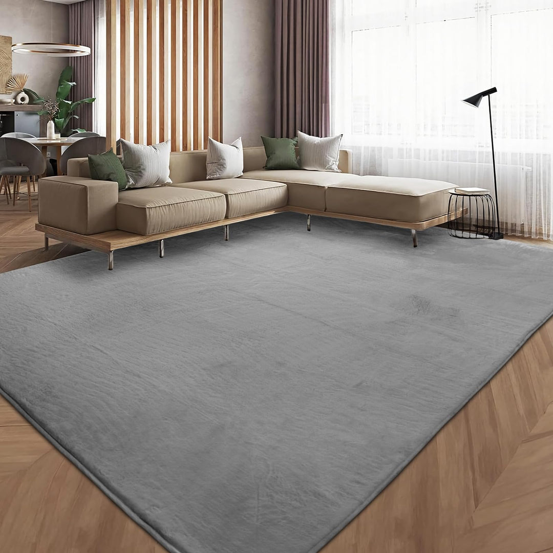 Kunstfell Teppich Kurzflor Dunkelgrau 160x230 cm Wohnzimmer - Bild 9