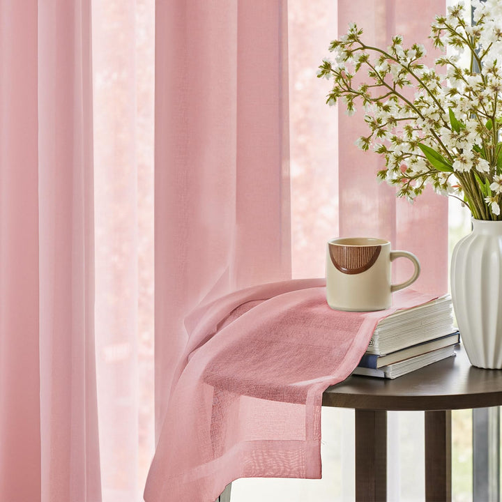 Gardinenschals Leinenoptik mit Ösen Rosa 245x140 cm 2er Set - Bild 7