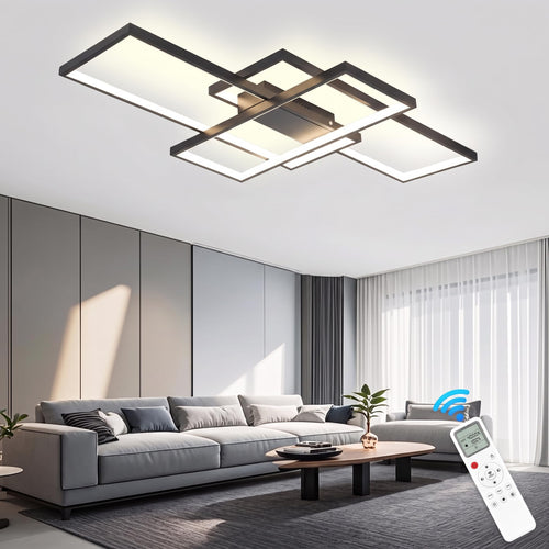 LED Deckenleuchte dimmbar schwarz 65W Fernbedienung 80x45cm