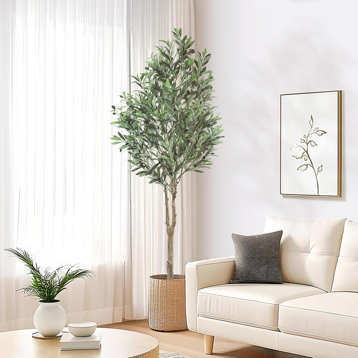 Kunstpflanze Olivenbaum 180 cm mit Früchten und Zementtopf