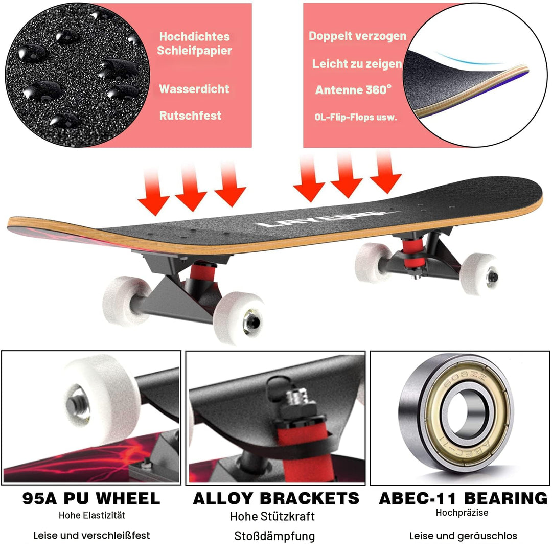 Skateboard 31x8 Zoll 7-Schicht Ahorn ABEC-11 für Anfänger und Profis - Bild 3