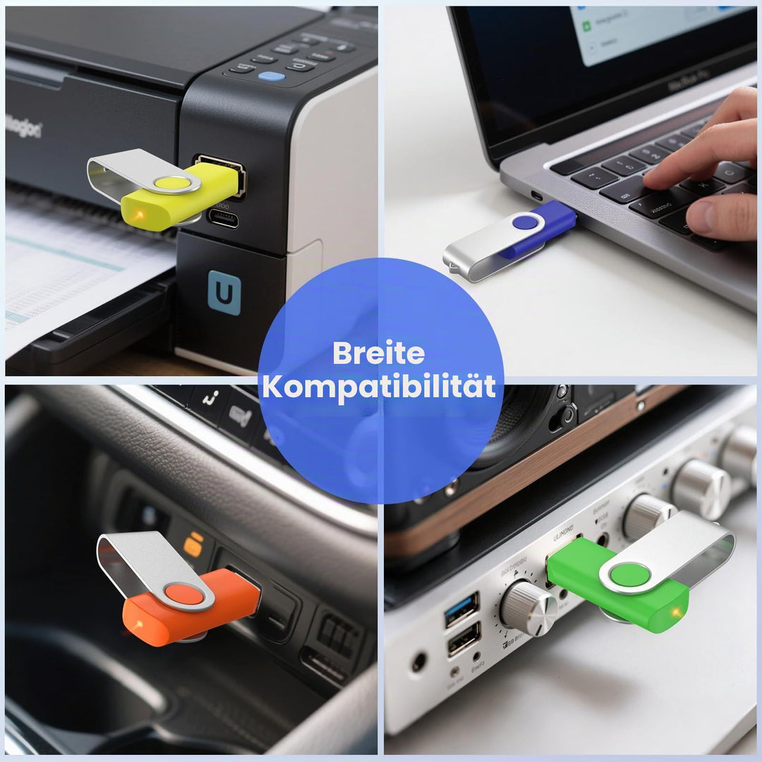 USB-Stick 8GB 10er-Set USB 2.0 mehrfarbig mit Schluesselbandoesung - Bild 7