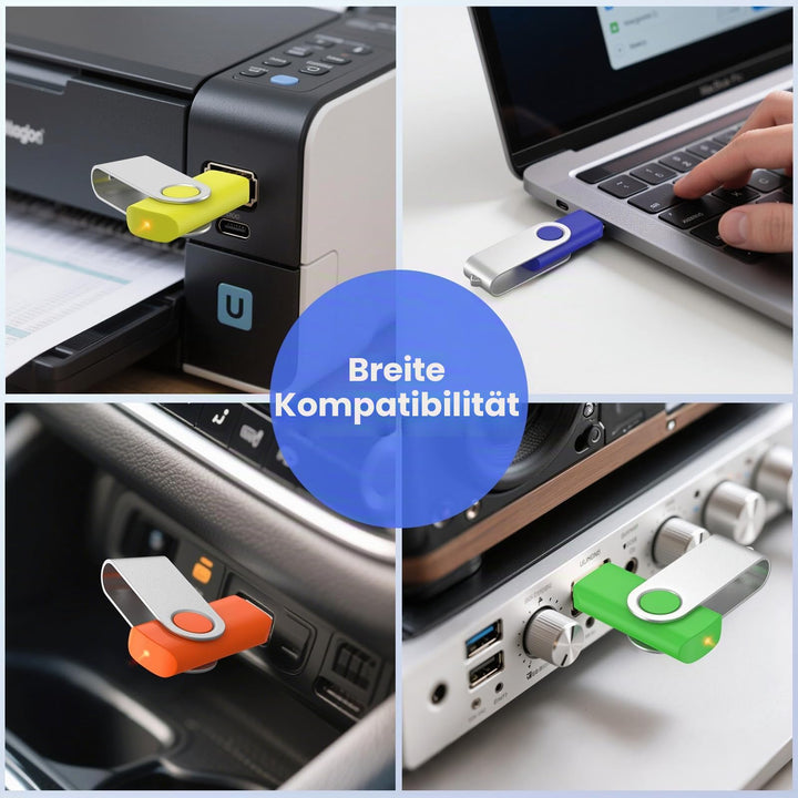 USB-Stick 8GB 10er-Set USB 2.0 mehrfarbig mit Schluesselbandoesung - Bild 7