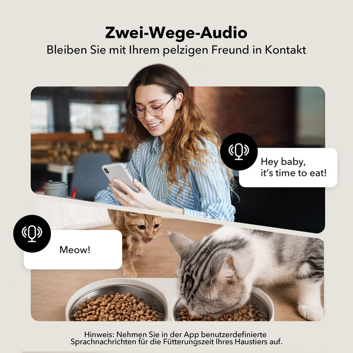 Futterautomat Katze Hund 5L 2 Näpfe 1080P Kamera 5G WiFi App - Bild 4