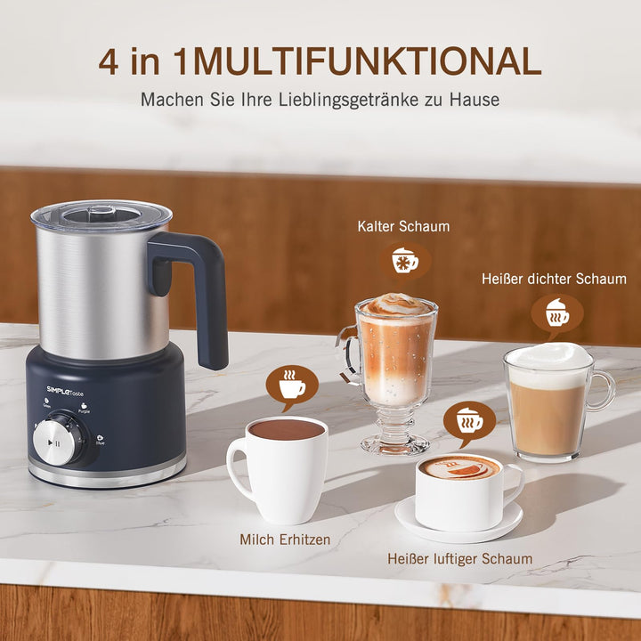 Milchaufschäumer elektrisch 4-in-1 Edelstahl 500ml Blau - Bild 4