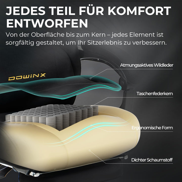 Gaming Stuhl Mikrofaser-Velours mit Fussstütze und Lendenkissen bis 200 kg - Bild 4