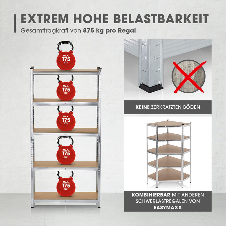Schwerlastregal 2er-Set 180x90x40 cm MDF 10 Ebenen Garage Keller - Bild 4