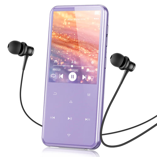 MP3 Player 64GB Bluetooth 5.3 HiFi mit 2,4" Farbbildschirm Lila