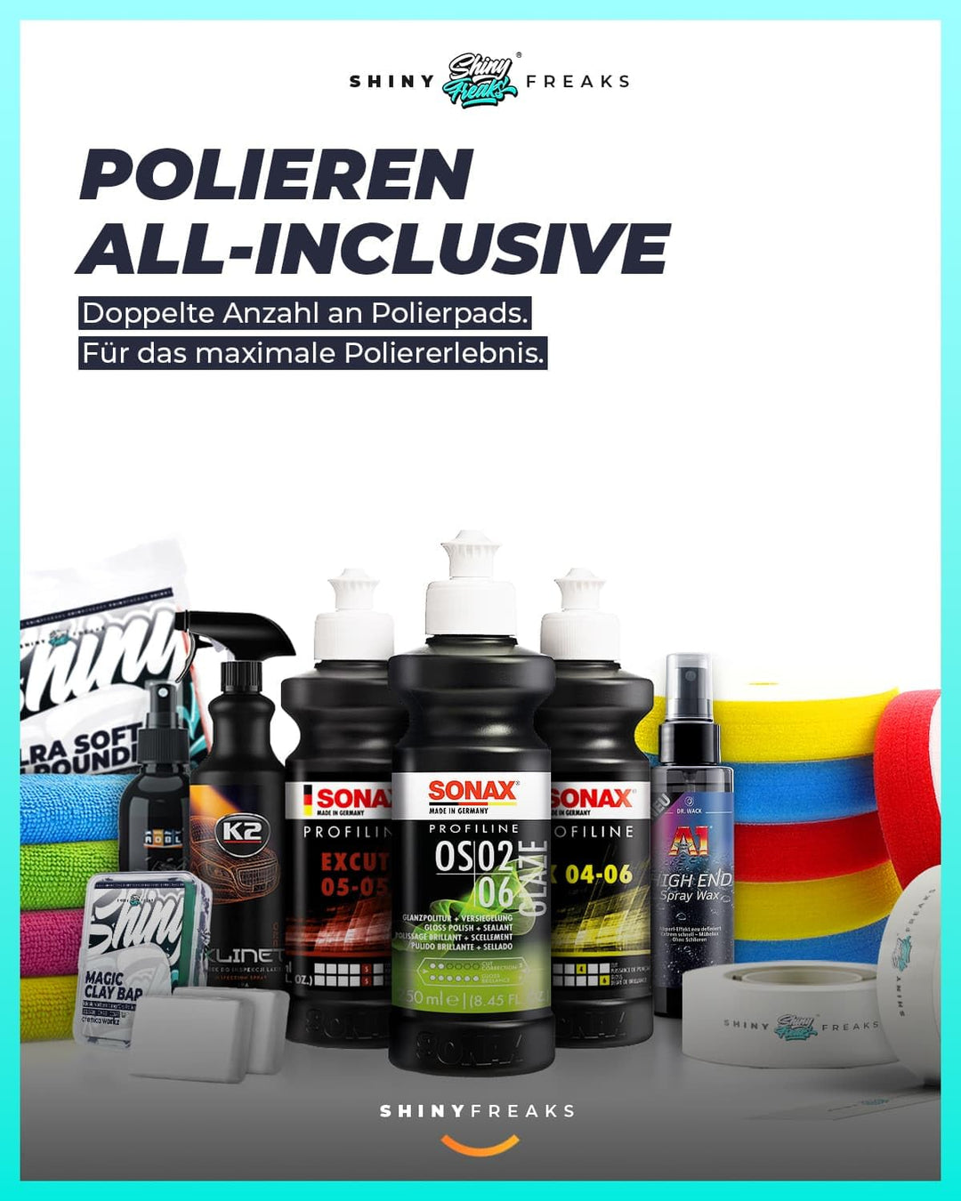 Exzenter Poliermaschinen Set 20-teilig 1000W mit Politur und Versiegelung - Bild 4