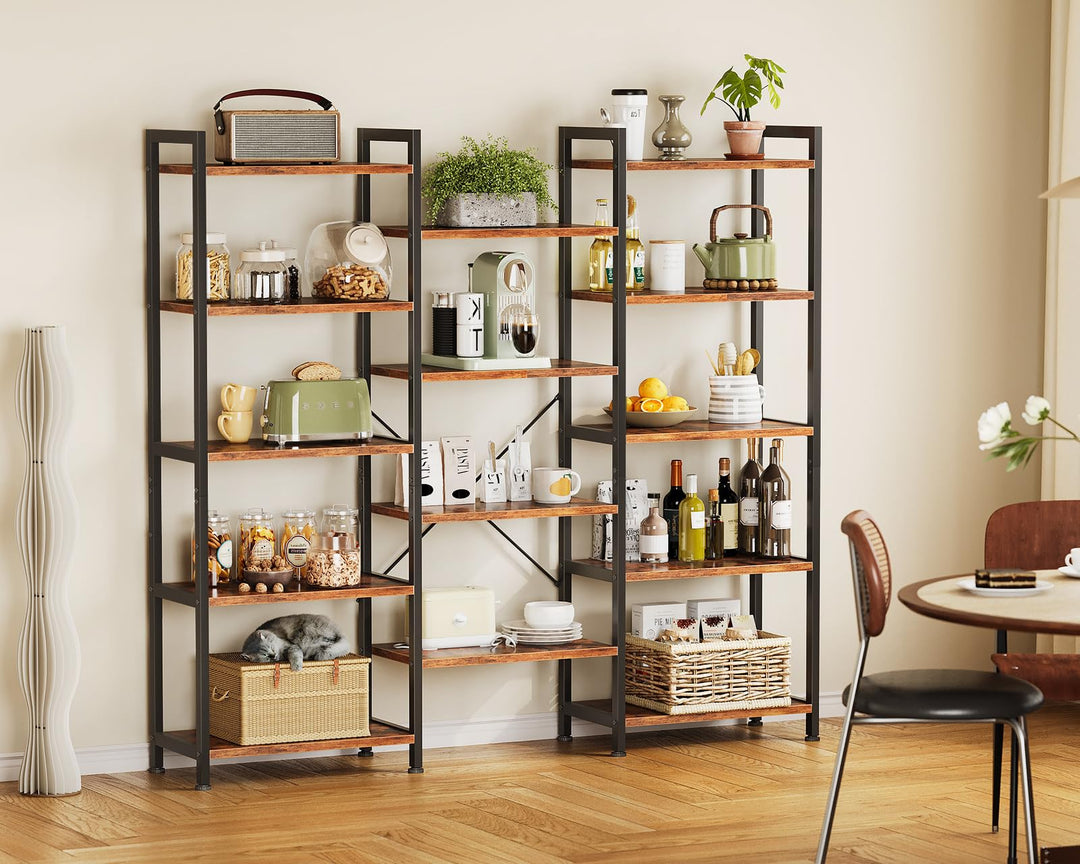 Bücherregal Industrie Stahl Spanplatte 5 Ebenen 145x126cm Braun