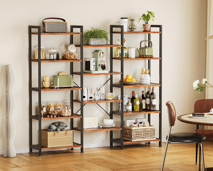 Bücherregal Industrie Stahl Spanplatte 5 Ebenen 145x126cm Braun