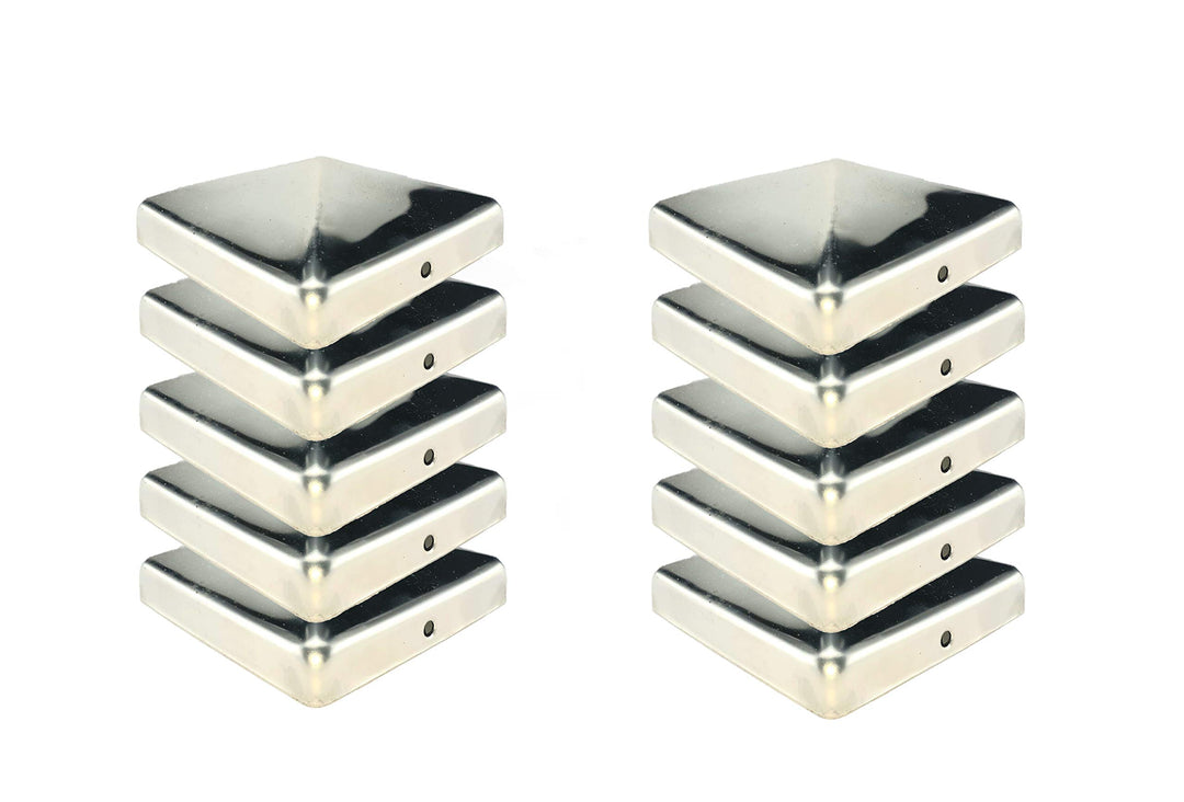 Pfostenkappe 91x91 mm Edelstahl Pyramidenform für Zaunpfosten 10er-Set