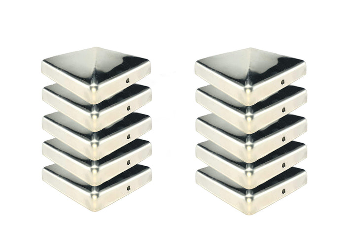 Pfostenkappe 91x91 mm Edelstahl Pyramidenform für Zaunpfosten 10er-Set