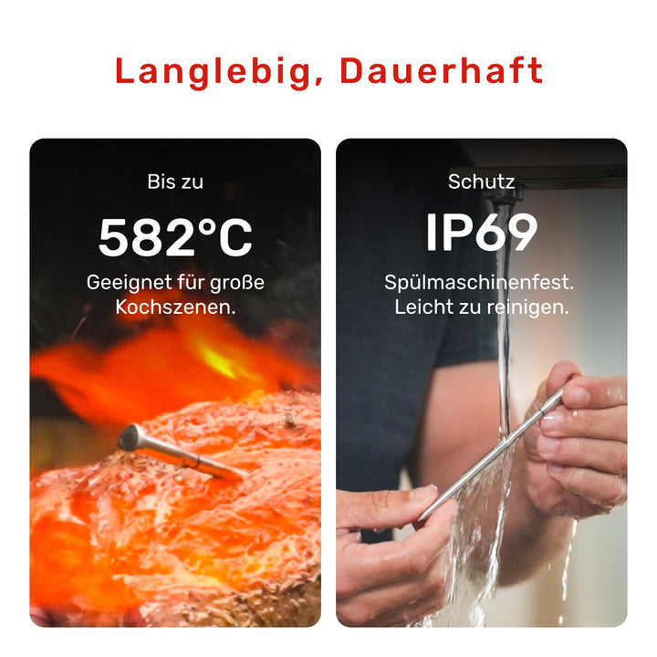 Fleischthermometer Bluetooth Kabellos 6 Sensoren IP69 Edelstahl - Bild 5