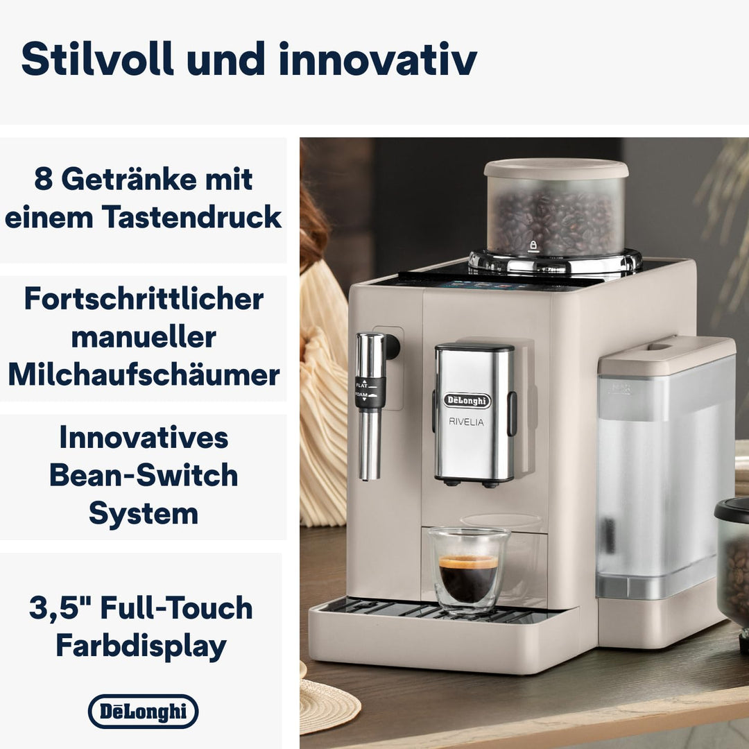 Kaffeevollautomat 8 Getränke Touch-Display Bohnenwechsel kompakt Beige - Bild 3