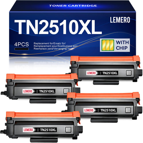 Toner TN2510XL Schwarz 4er-Set 3000 Seiten fuer Brother-Drucker