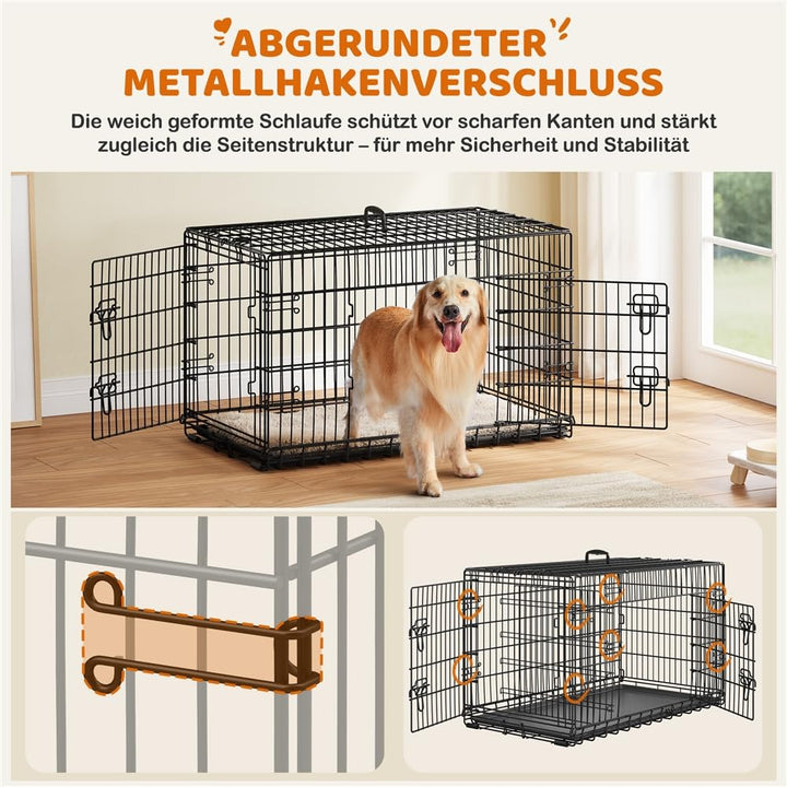 Hundekäfig klappbar Metall XL 107x66x74,5 cm mit 2 Türen - Bild 8