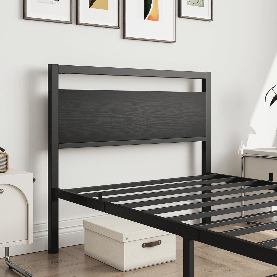 Metallbett Einzelbett 90x200 mit Kopfteil Stahl Schwarz