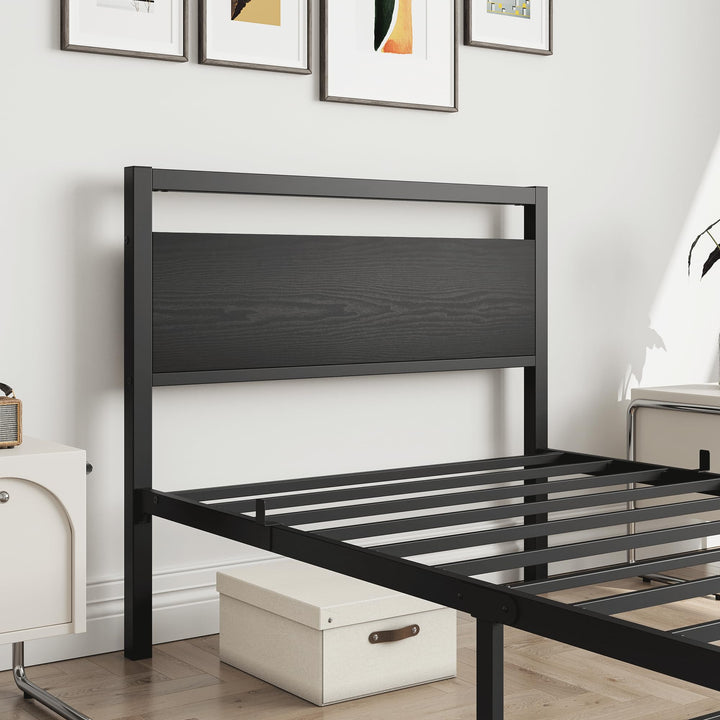 Metallbett Einzelbett 90x200 mit Kopfteil Stahl Schwarz