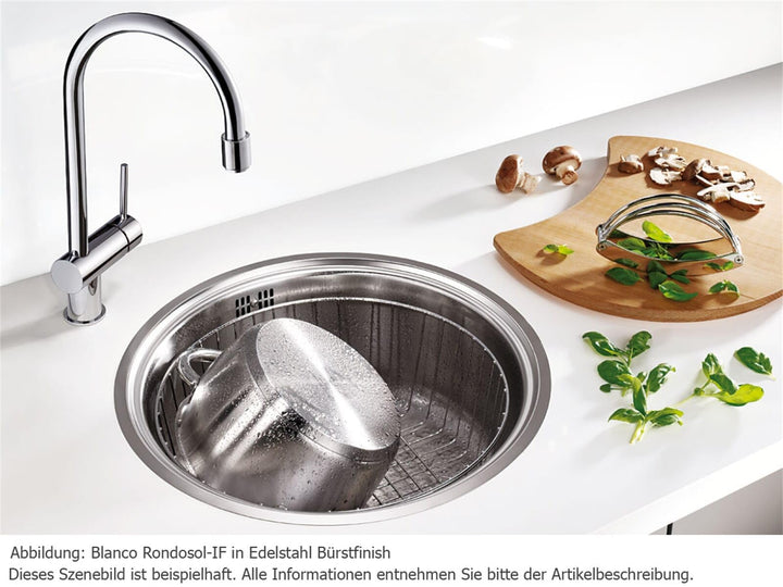 Edelstahlspüle rund Bürstfinish Flachrand Unterbau-/Auflagenmontage - Bild 2